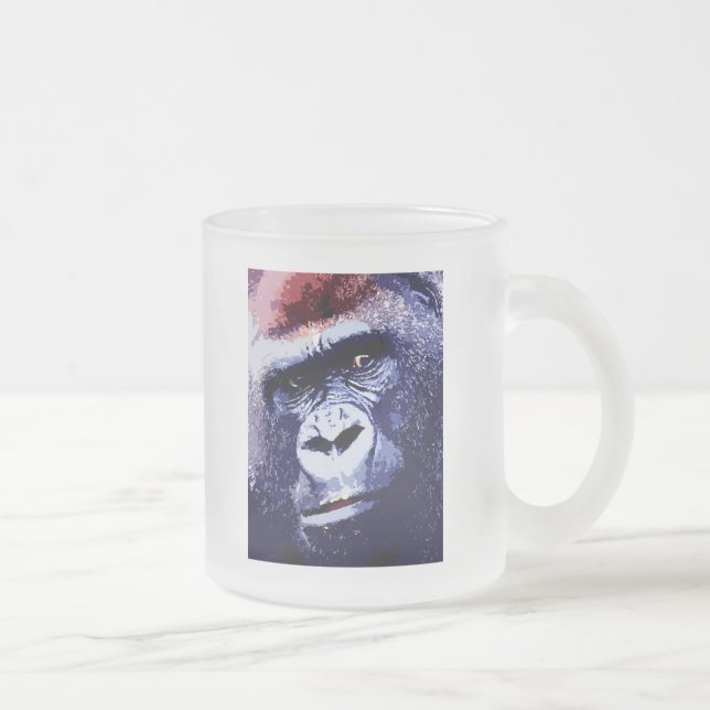 Caneca De Café Vidro Jateado Gorilla Face Pop Art (Direita)