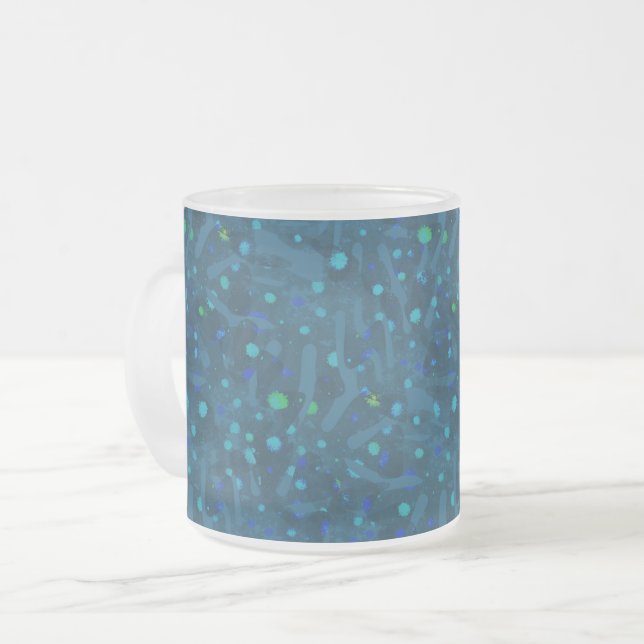 Caneca De Café Vidro Jateado Gotas e manchas. (Frente Esquerda)