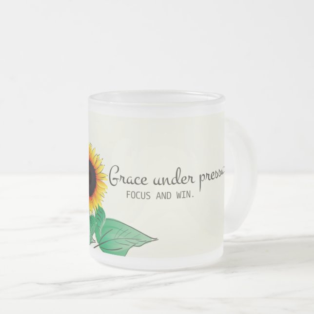 Caneca De Café Vidro Jateado Grace Sob Pressão: Inspiradora Citação de Girassol (Frente Esquerda)