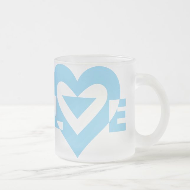 Caneca De Café Vidro Jateado Gráfico de Amor legal, Azul (Direita)