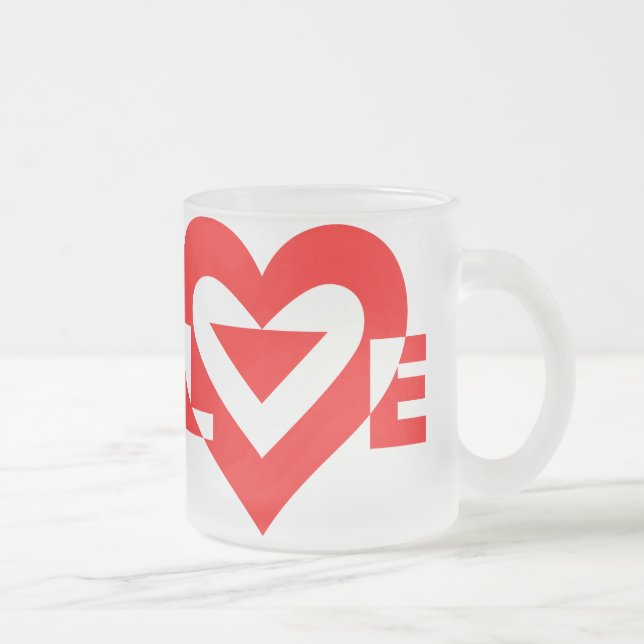 Caneca De Café Vidro Jateado Gráfico de Amor legal, Vermelho (Direita)