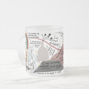 Caneca De Café Vidro Jateado Gráficos de Afirmações de Amor Próprio Positivo