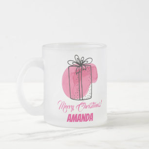 Caneca De Café Vidro Jateado Grama de aquarela rosa