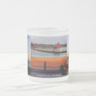 Caneca De Café Vidro Jateado Grande Haven South Pierhead Lights
