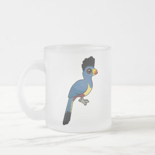 Caneca De Café Vidro Jateado Grande Turaco azul