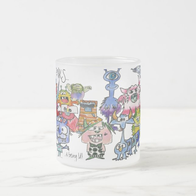 Caneca De Café Vidro Jateado Gratidão Criaturas de Cartografia Engraçadas (Centro)