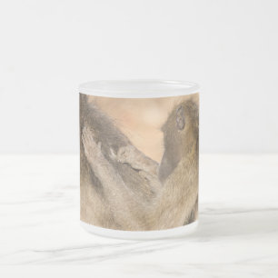 Caneca De Café Vidro Jateado Grooming baboons