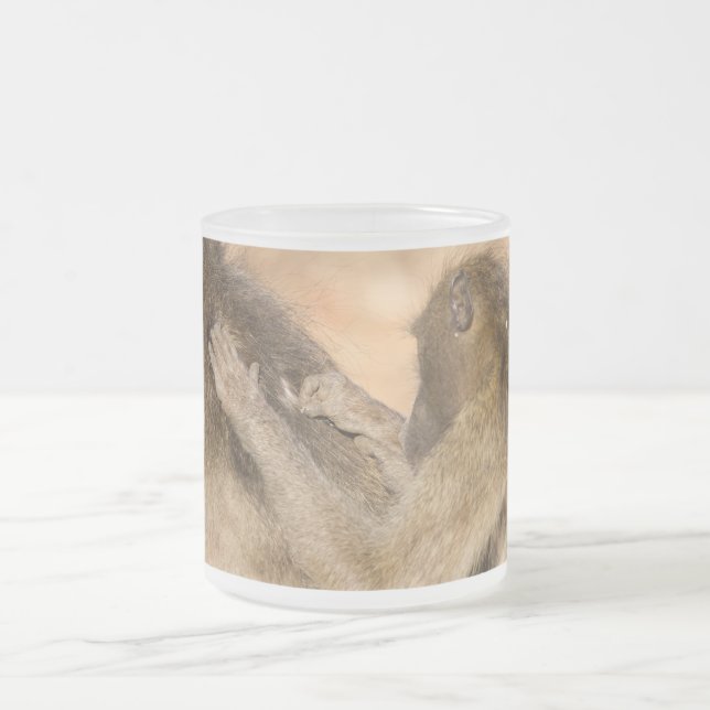 Caneca De Café Vidro Jateado Grooming baboons (Centro)