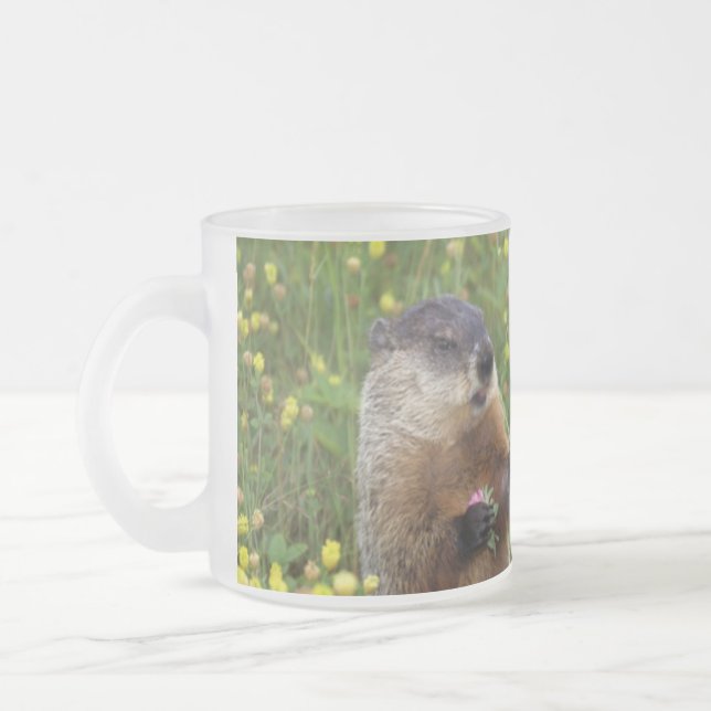 Caneca De Café Vidro Jateado Groundhog Pose Mug (Esquerda)