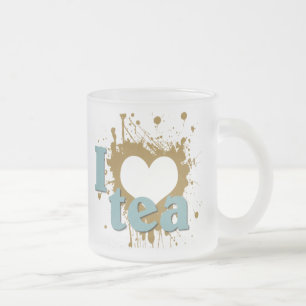 Caneca De Café Vidro Jateado Grunge Art I Heart Tea