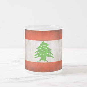 Caneca De Café Vidro Jateado Grungy Lebanon Flag