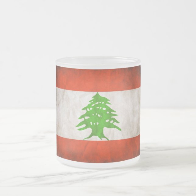 Caneca De Café Vidro Jateado Grungy Lebanon Flag (Centro)