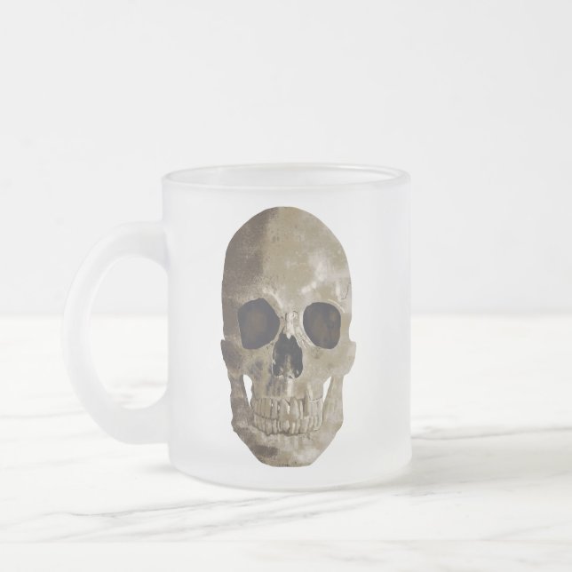 Caneca De Café Vidro Jateado Grungy Skull Halloween (Esquerda)