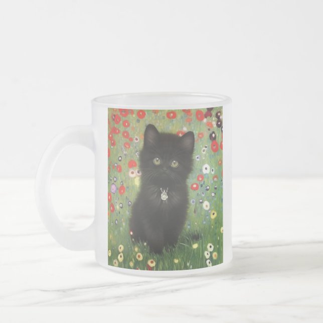 Caneca De Café Vidro Jateado Gustav Klimt Kitten (Esquerda)