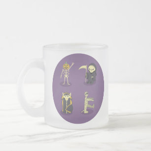 Caneca De Café Vidro Jateado Halloween Skeleton Dracula Mummy Grim Reaper