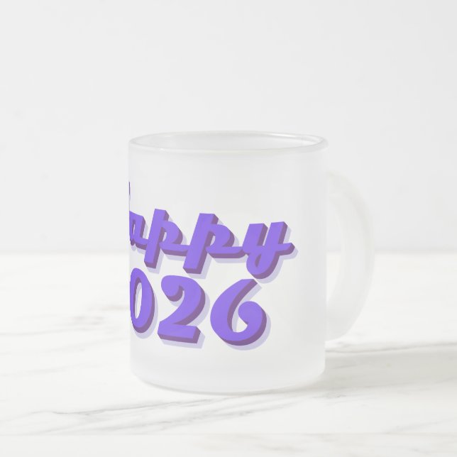 Caneca De Café Vidro Jateado Happy 2026 (Frente Esquerda)