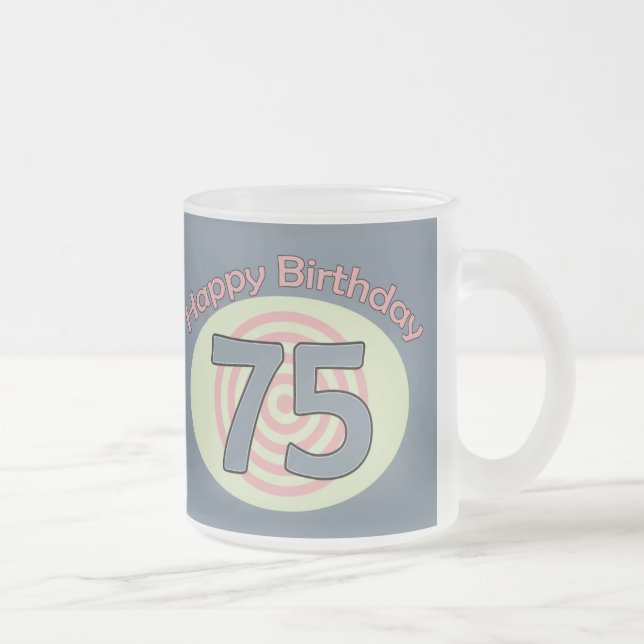 Caneca De Café Vidro Jateado Happy Birthday 75 (Direita)