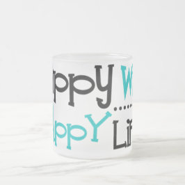 Caneca De Café Vidro Jateado Happy Wife, happy taça