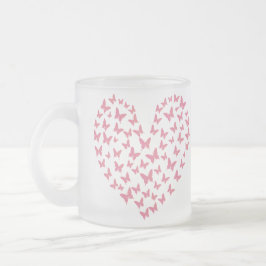 Caneca De Café Vidro Jateado Heart of Capricious Butterflies