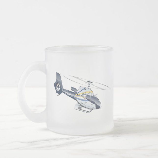 Caneca De Café Vidro Jateado Helicóptero de desenho animado (Esquerda)
