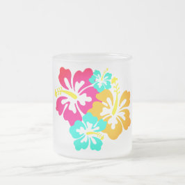 Caneca De Café Vidro Jateado Hibiscus Flower