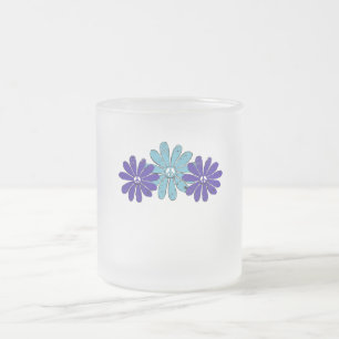 Caneca De Café Vidro Jateado Hippie - Sinal de Paz Flor Potência Aqua Roxo