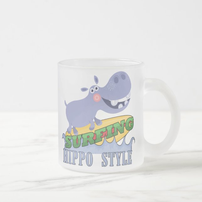 Caneca De Café Vidro Jateado Hippopotamus do surfista (Direita)