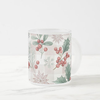 Caneca De Café Vidro Jateado Holly Christmas Snow Watercolor