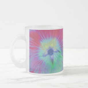 Caneca De Café Vidro Jateado Hollyhock Fllower Bright Lâmpadas Fosco