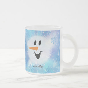 Caneca De Café Vidro Jateado Homem de Neve Cute Personalizado