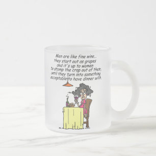 Caneca De Café Vidro Jateado Homens e Inglês Humor do Vinho