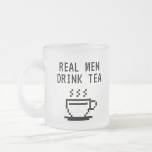 Caneca De Café Vidro Jateado Homens Verdadeiros Bebem Chá Engraçado