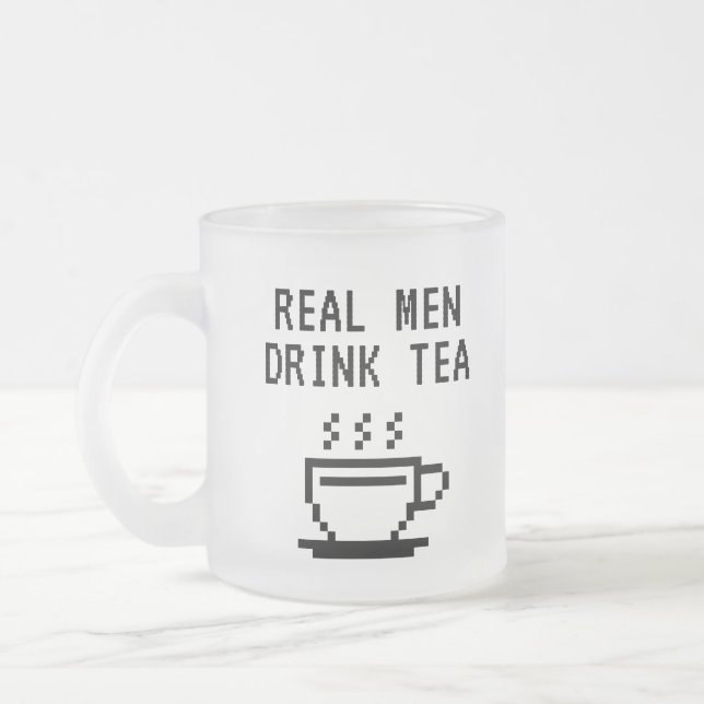 Caneca De Café Vidro Jateado Homens Verdadeiros Bebem Chá Engraçado (Esquerda)