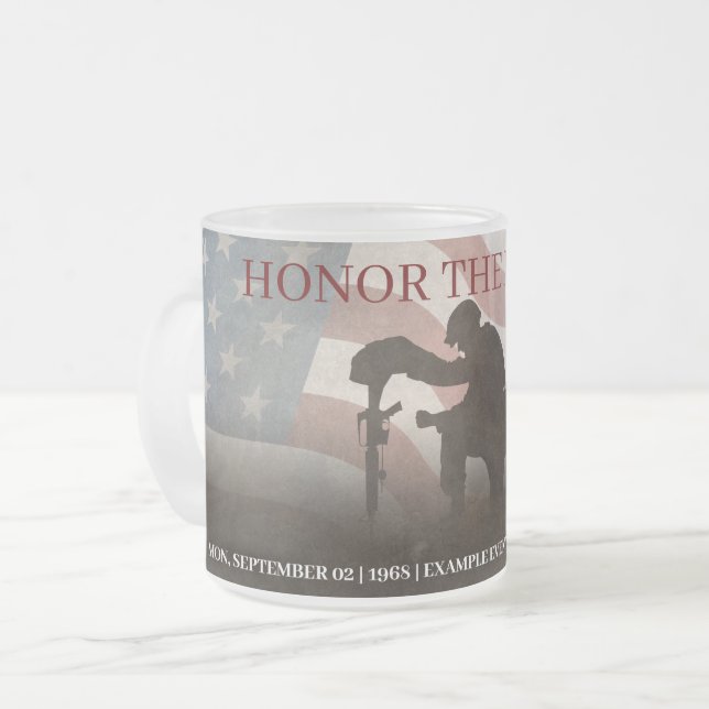 Caneca De Café Vidro Jateado Honor The Fallen (Frente Esquerda)
