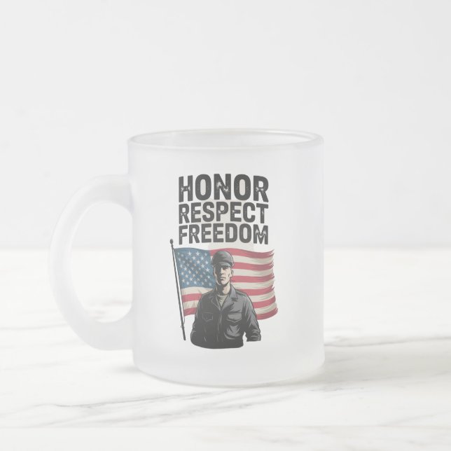 Caneca De Café Vidro Jateado Honrando Heroes Veteran Day Design Patriótico (Esquerda)