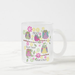 Caneca De Café Vidro Jateado Hootie Owls