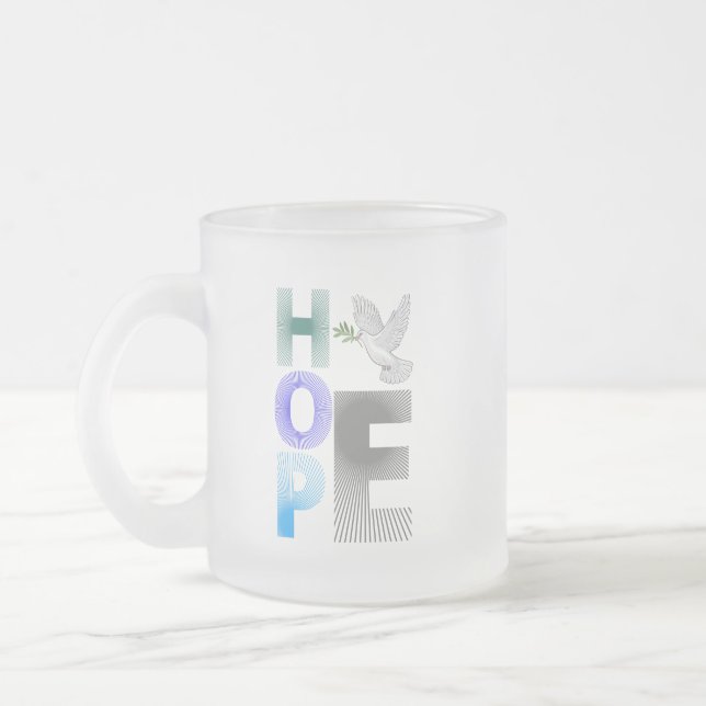 Caneca De Café Vidro Jateado Hope - Christian Faith Inspirational Mug (Esquerda)