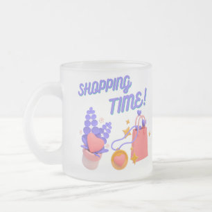 Caneca De Café Vidro Jateado Hora de fazer compras