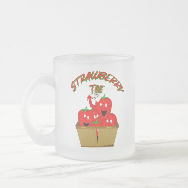 Caneca De Café Vidro Jateado Hora do Morango! (Esquerda)