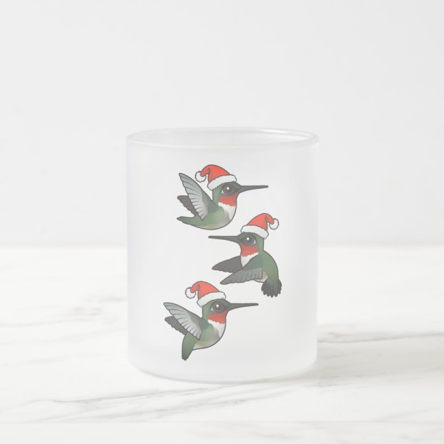 Caneca De Café Vidro Jateado Hummingbird com garganta de rubi natalino (Centro)