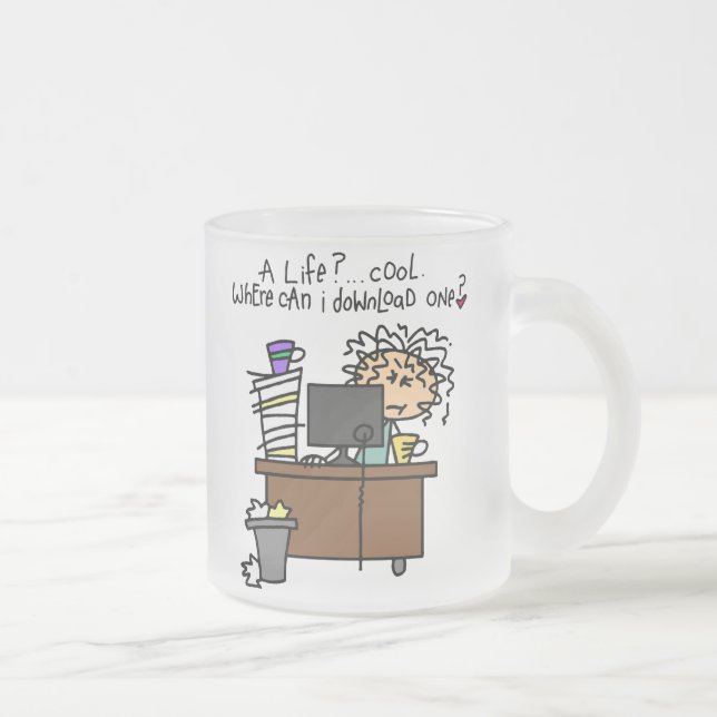 Caneca De Café Vidro Jateado Humor da vida da transferência (Direita)