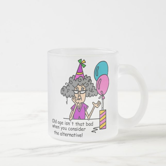 Caneca De Café Vidro Jateado Humor de Alternativo de Aniversário (Direita)