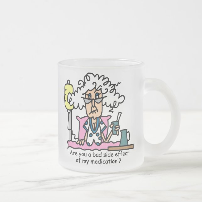 Caneca De Café Vidro Jateado Humor do efeito secundário da medicamentação (Direita)