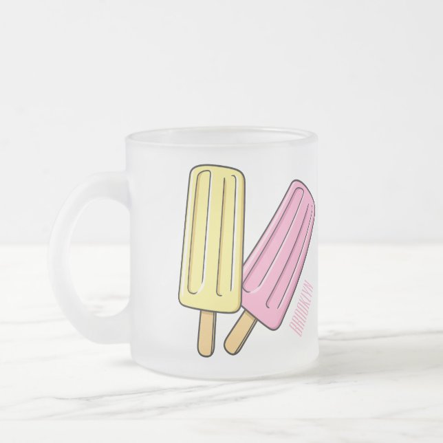 Caneca De Café Vidro Jateado Ice pop cartoon (Esquerda)