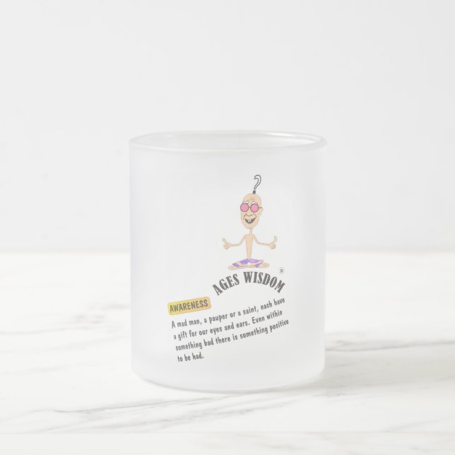 Caneca De Café Vidro Jateado Idade da imagem "consciência" da música "ciência" (Centro)