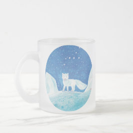 Caneca De Café Vidro Jateado Ilustração da Pequena Raposa Árctica (Vulpes lagop