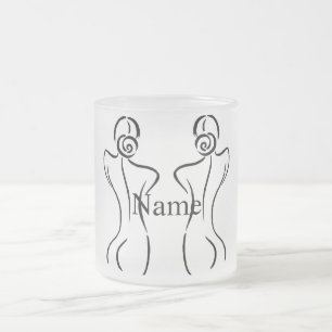 Caneca De Café Vidro Jateado Ilustração de arte feminina Thunder_Cove