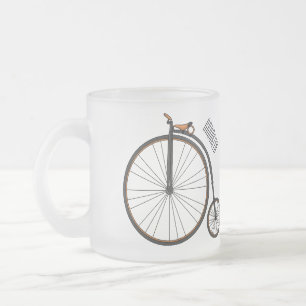 Caneca De Café Vidro Jateado Ilustração de bicicleta de roda alta em desenho an