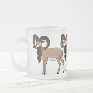 Caneca De Café Vidro Jateado Ilustração de cabra Mouflon