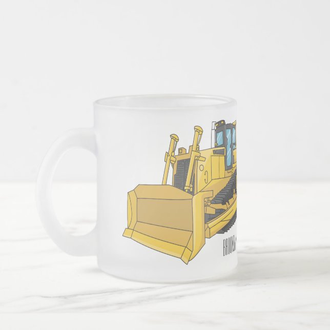 Caneca De Café Vidro Jateado Ilustração de desenho animado Bulldozer (Esquerda)
